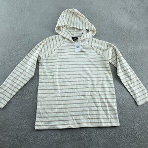 Max & Mia Womens Medium Beige Striped Hooded Long-Sleeve Top NWT 6041